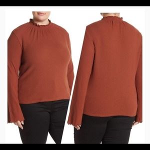 Madewell Texture &Thread Ruffled Mock Neck Top